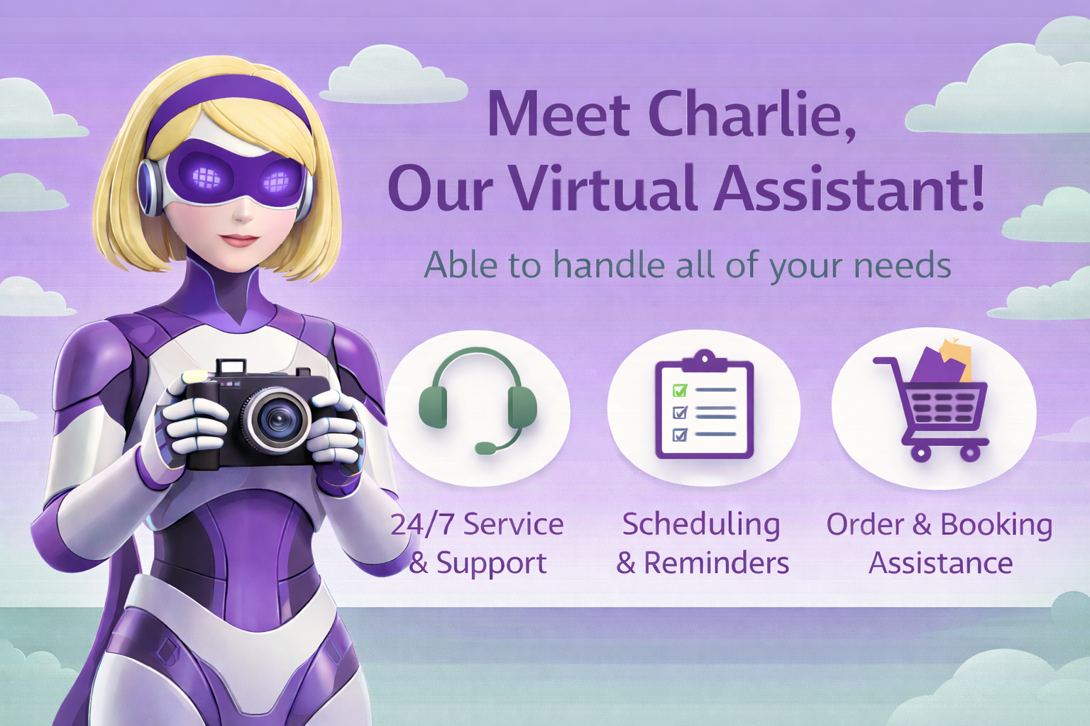 Charlie Runkle Assistant Virtual assistant Charlie in action - Charleen's Portrait Studio